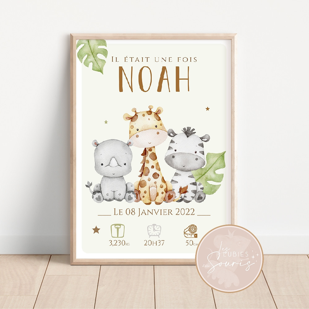 ★ Affiche naissance - Pierre, Paul, Jaques / Jungle