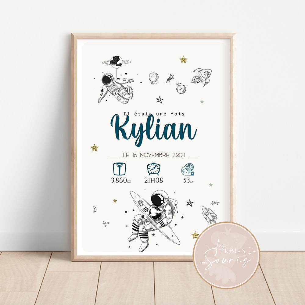 ★ Affiche naissance - Espace/astronaute