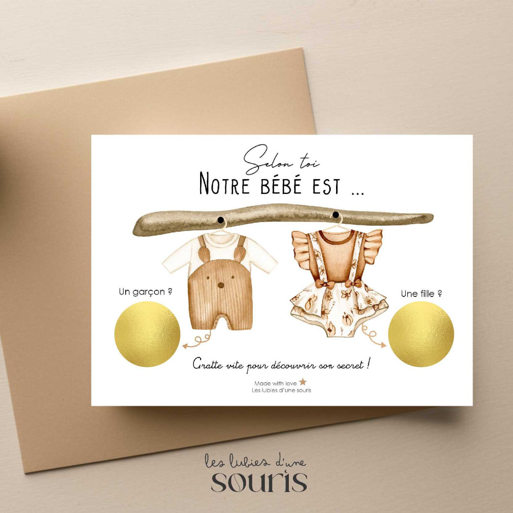 ★ Carte à gratter - annonce sexe du bébé - Fille ou garçon ?