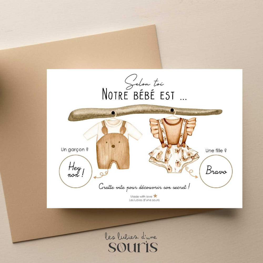 ★ Carte à gratter - annonce sexe du bébé - Fille ou garçon ?