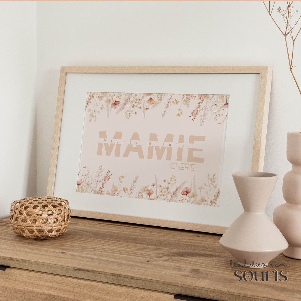 ★ Affiche mamie chérie | Collection Rose poudré