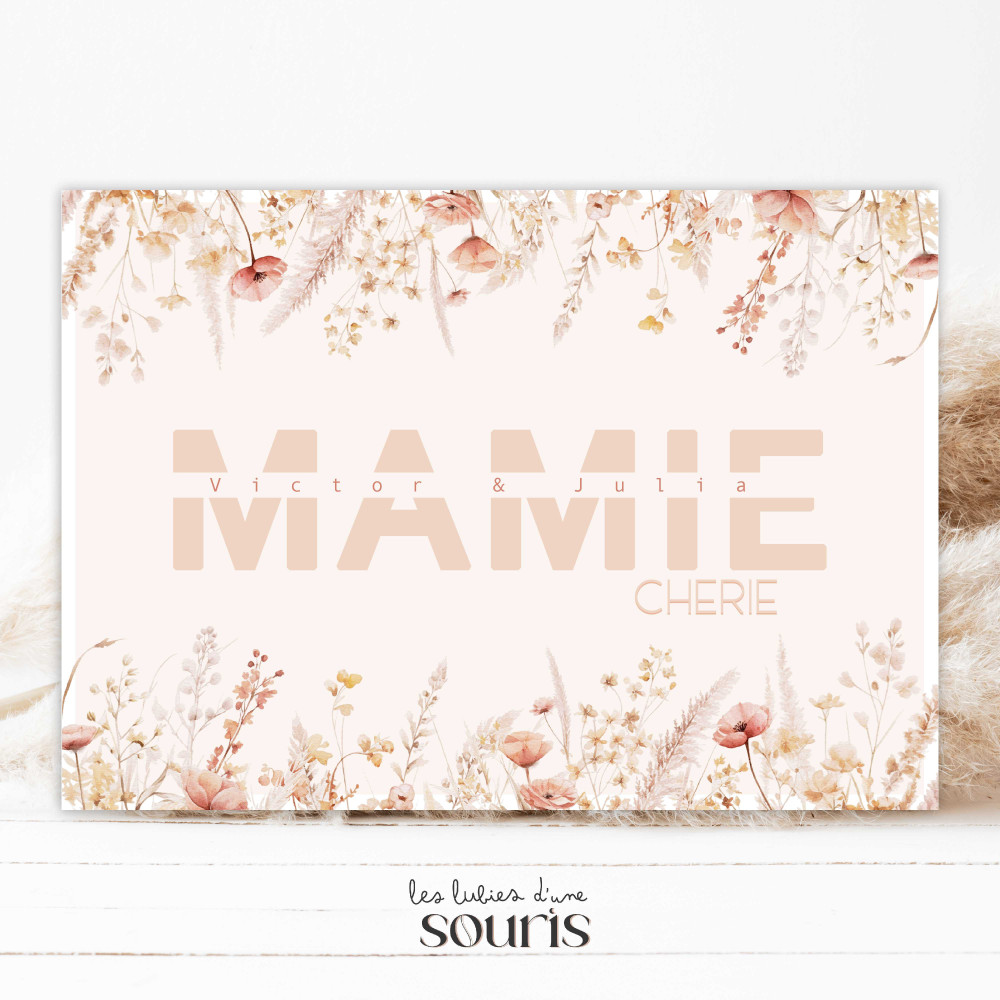 ★ Affiche mamie chérie | Collection Rose poudré