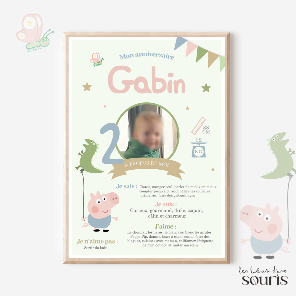 ★ Affiche anniversaire/baptême -  Oink Oink, Peppa Pig !