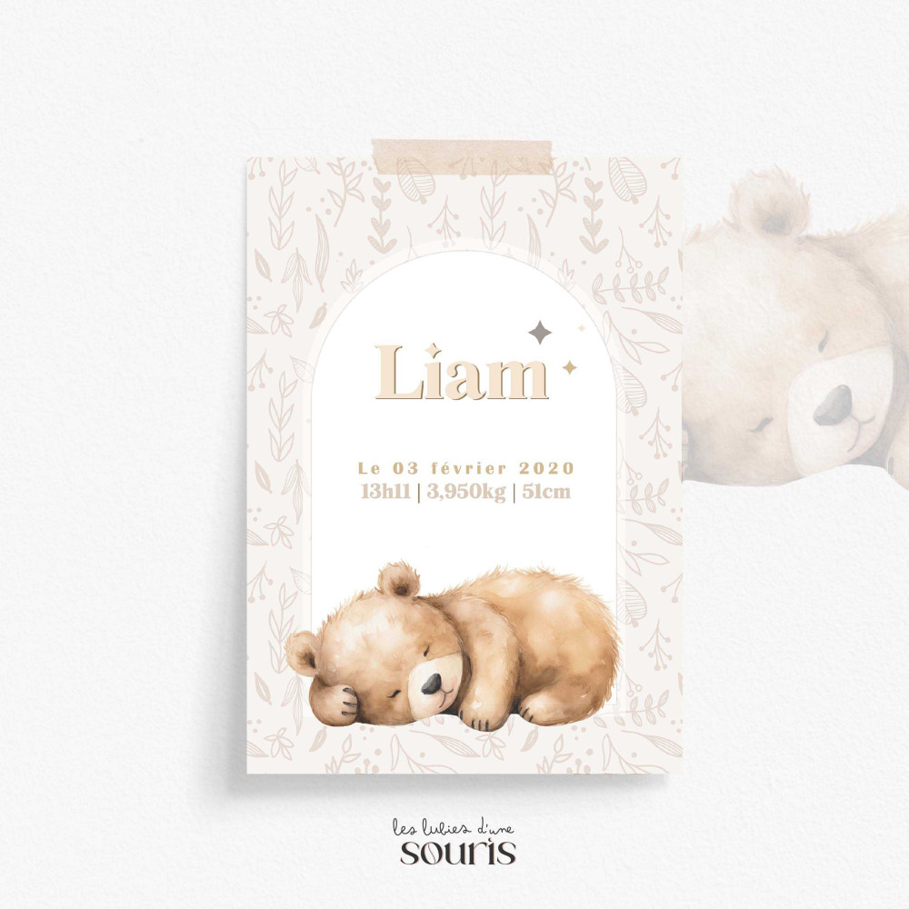★ Affiche naissance -  Simon, l'ourson
