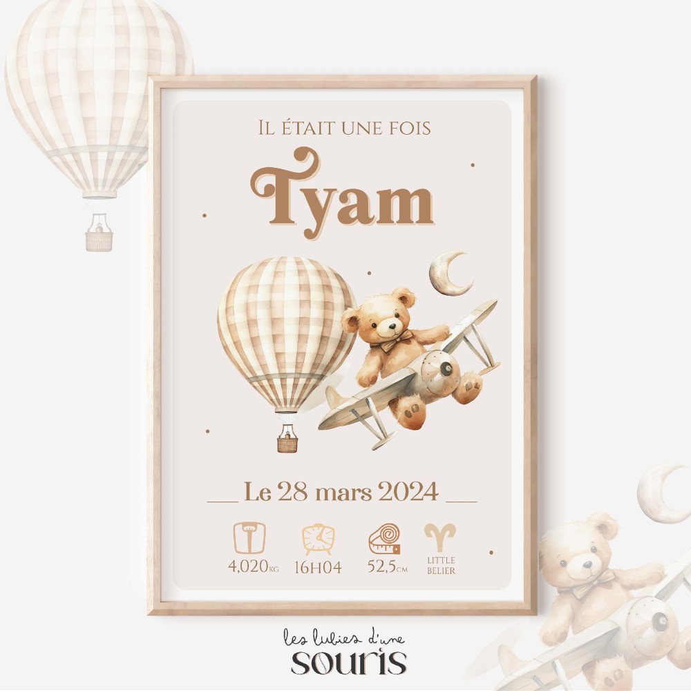 ★ Affiche naissance - Gaston, l'ourson