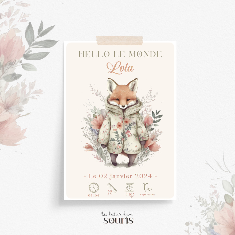 ★ Affiche naissance - Edgar, le renard