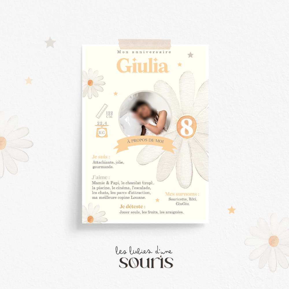 ★ Affiche anniversaire/baptême - Marguerites