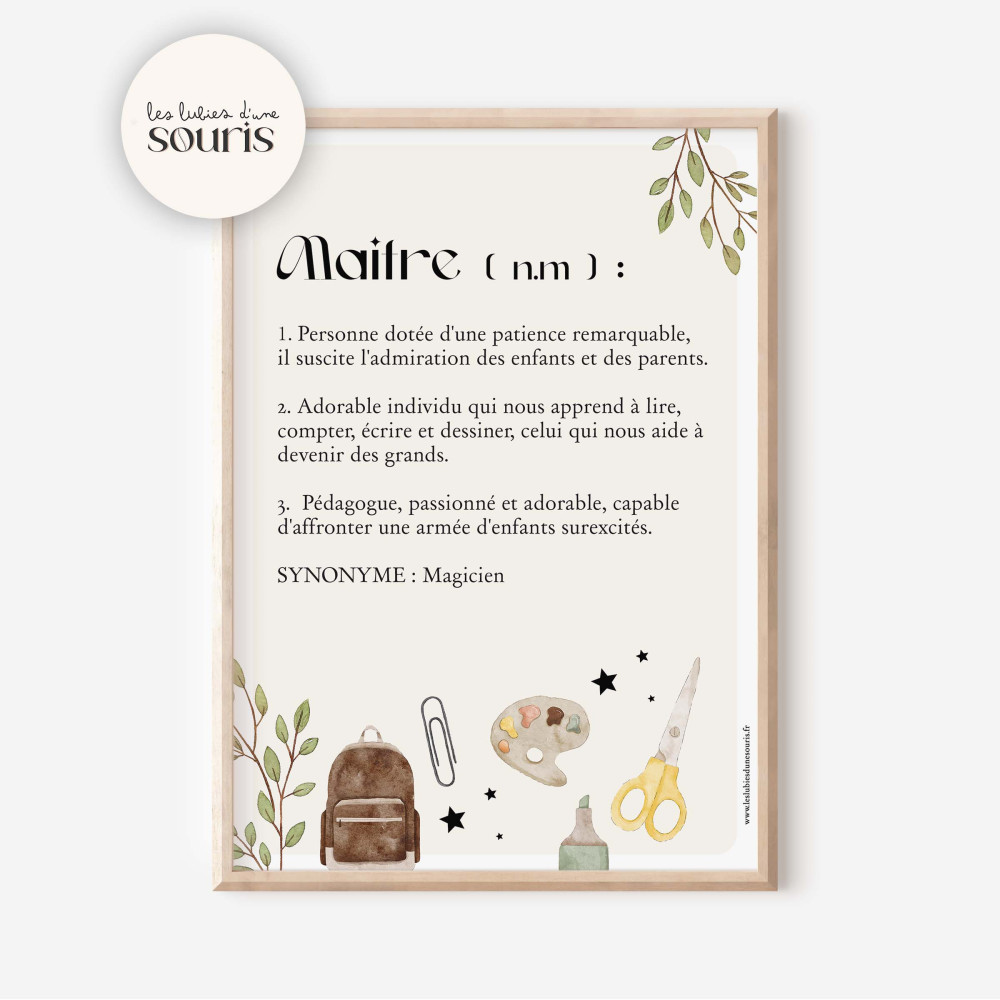 ★ Cadeau de fin d'année | Affiche définition | Maitre