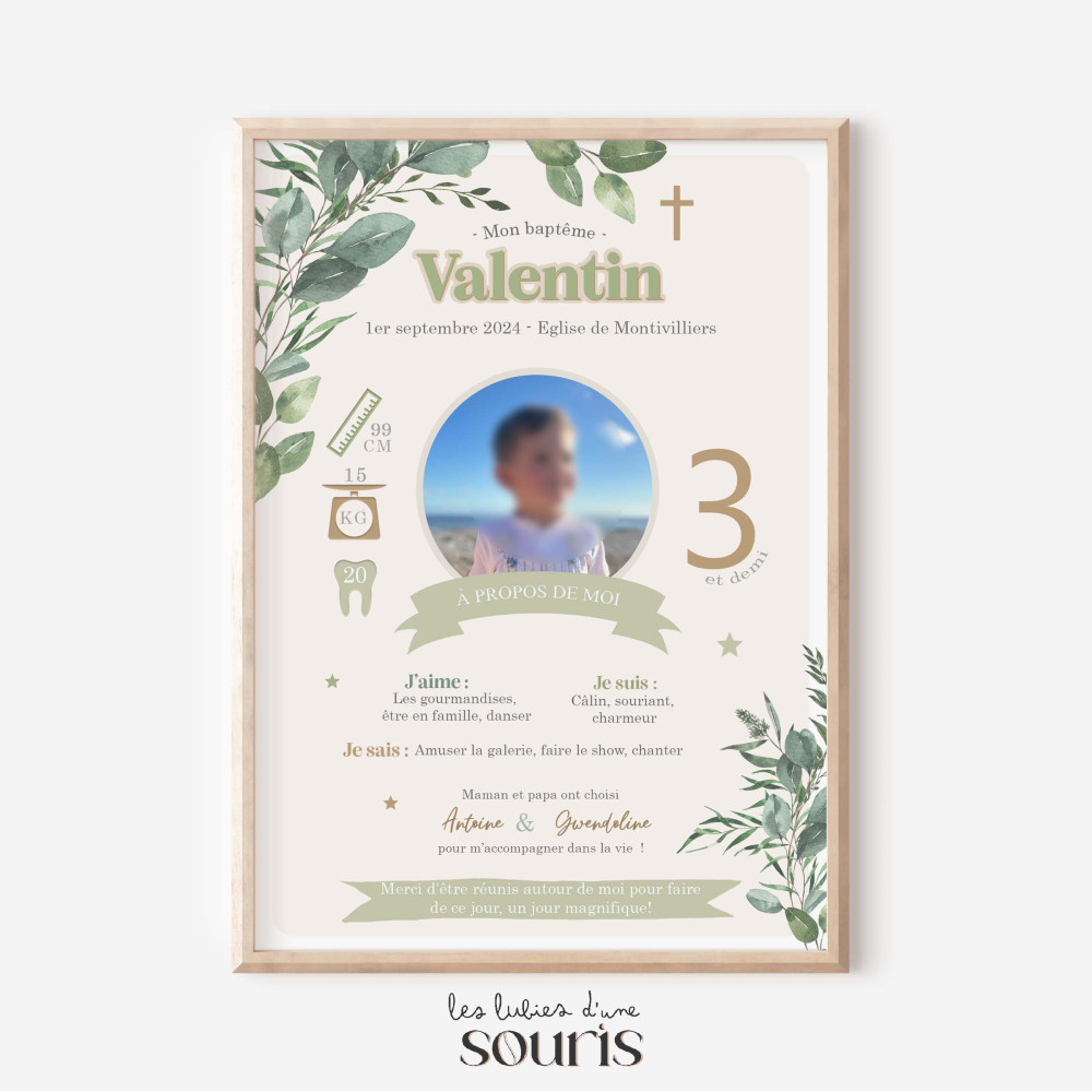 ★ Affiche anniversaire/baptême - Un vent d’eucalyptus pour célébrer !