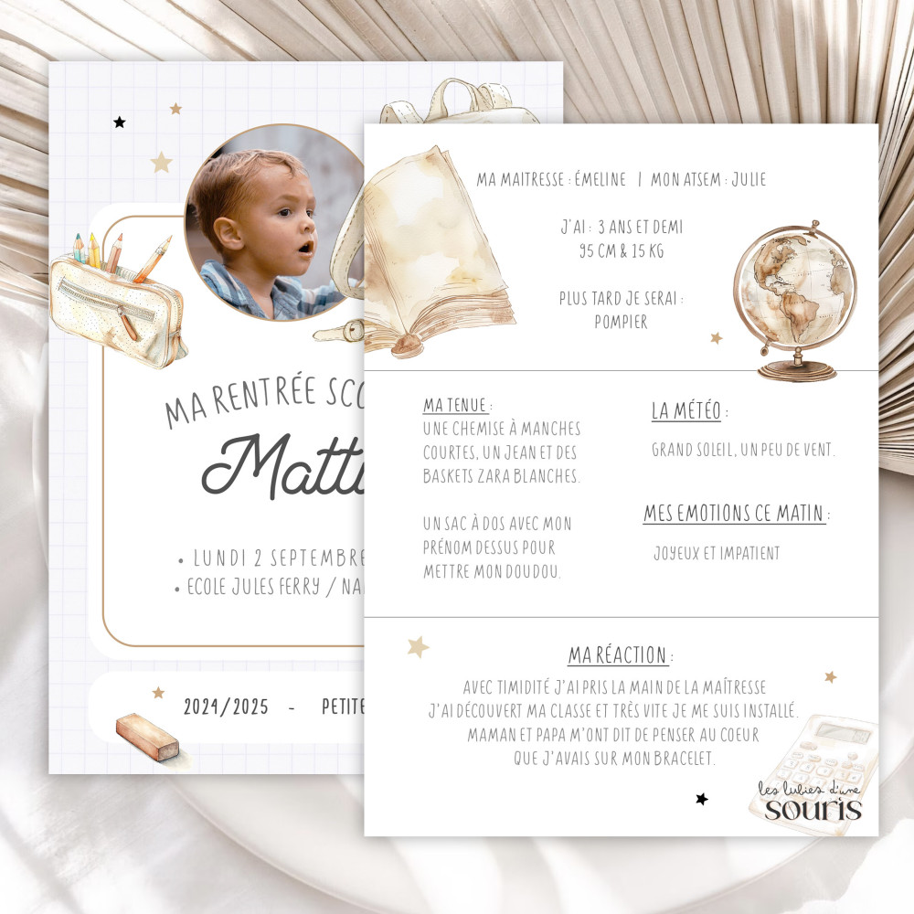 ★ Carte souvenirs - rentrée scolaire (2024/2025)