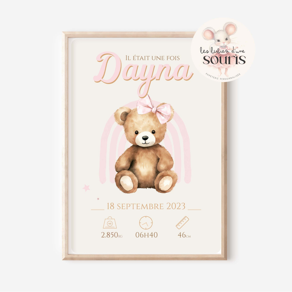 ★ Affiche naissance - Yvonne, l'oursonne