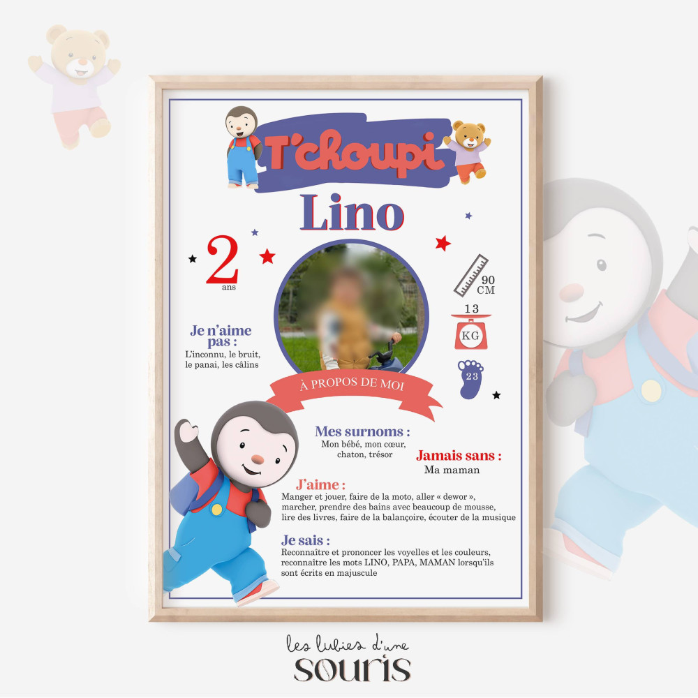 ★ Affiche anniversaire/baptême - T'choupi