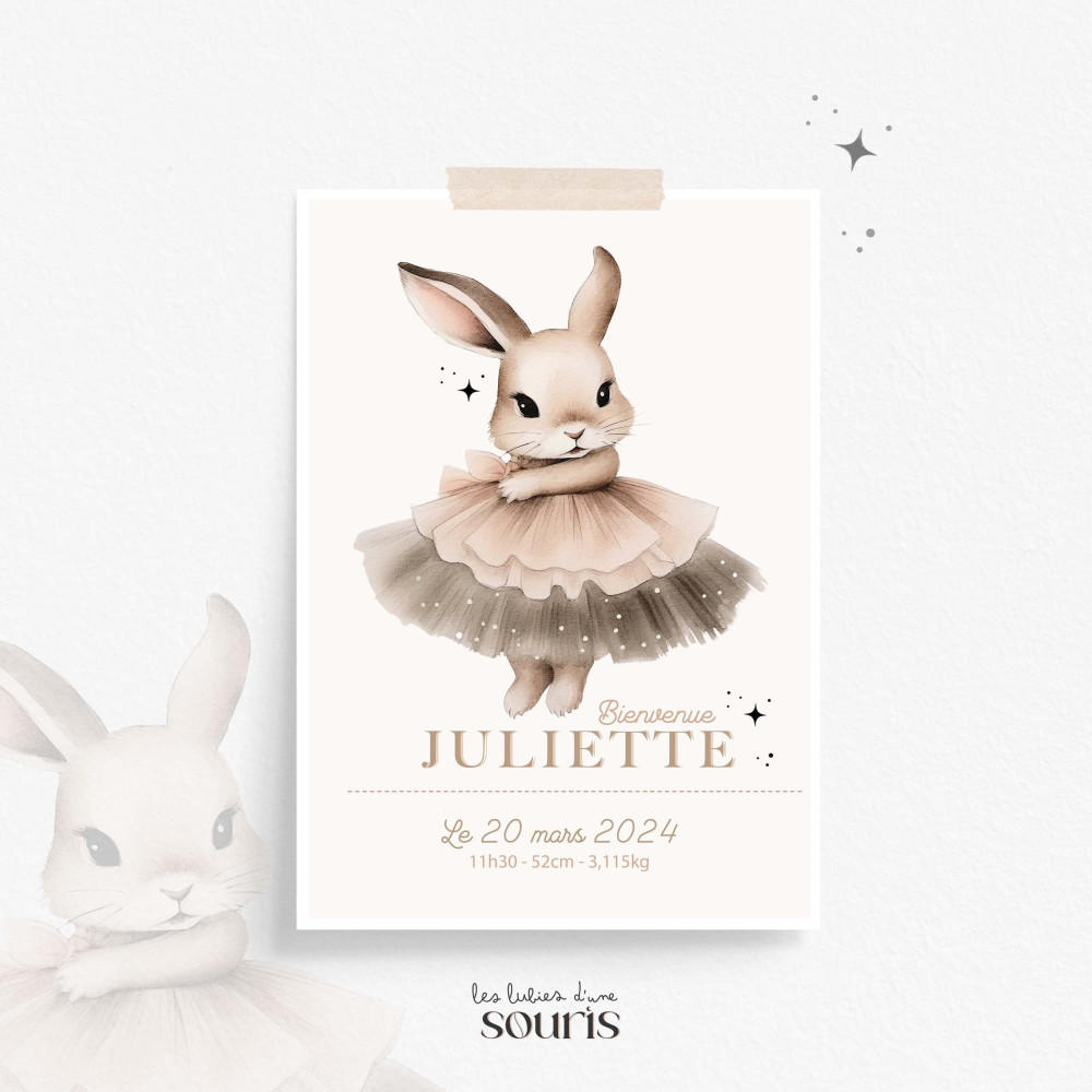 ★ Affiche naissance - Capucine, la lapine