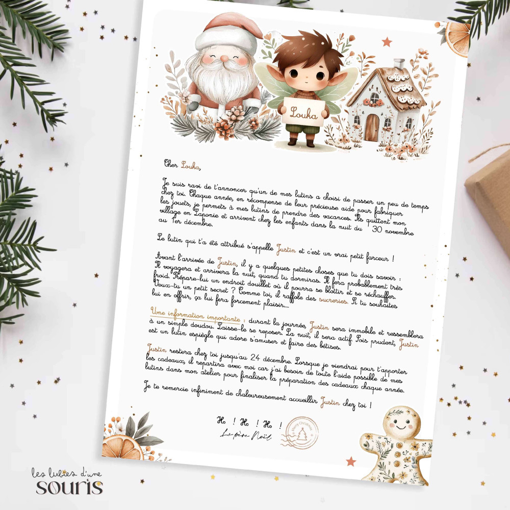 NOEL | Lettre personnalisée | jolie tradition des lutins du père Noël