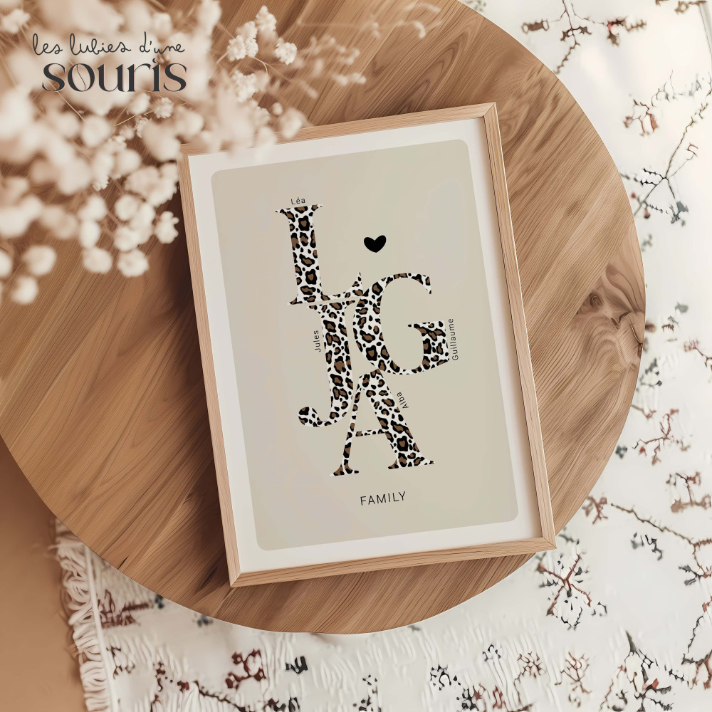 ★ Affiche - INITIALES - LEOPARD