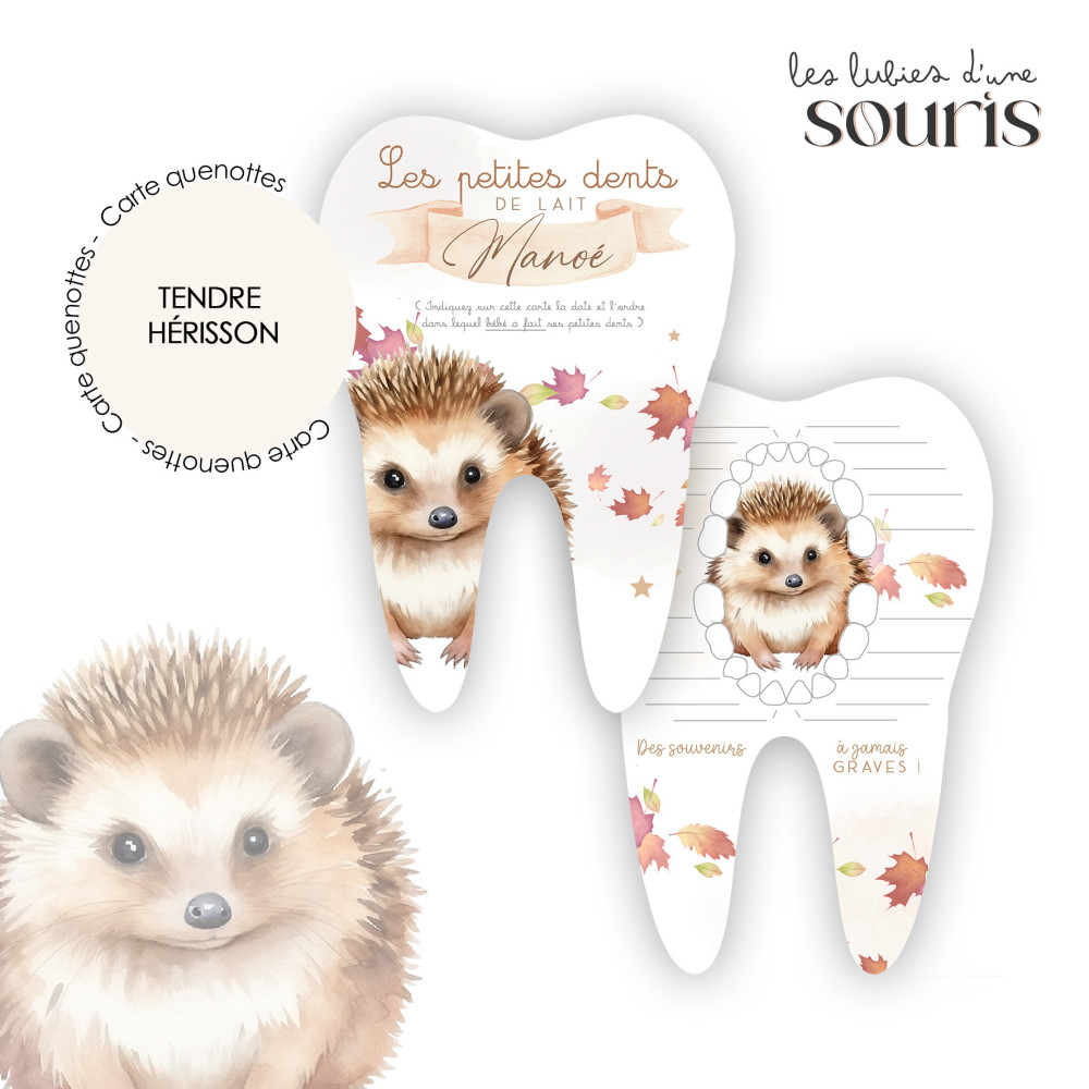 ★ Carte quenottes - Tendre Hérisson