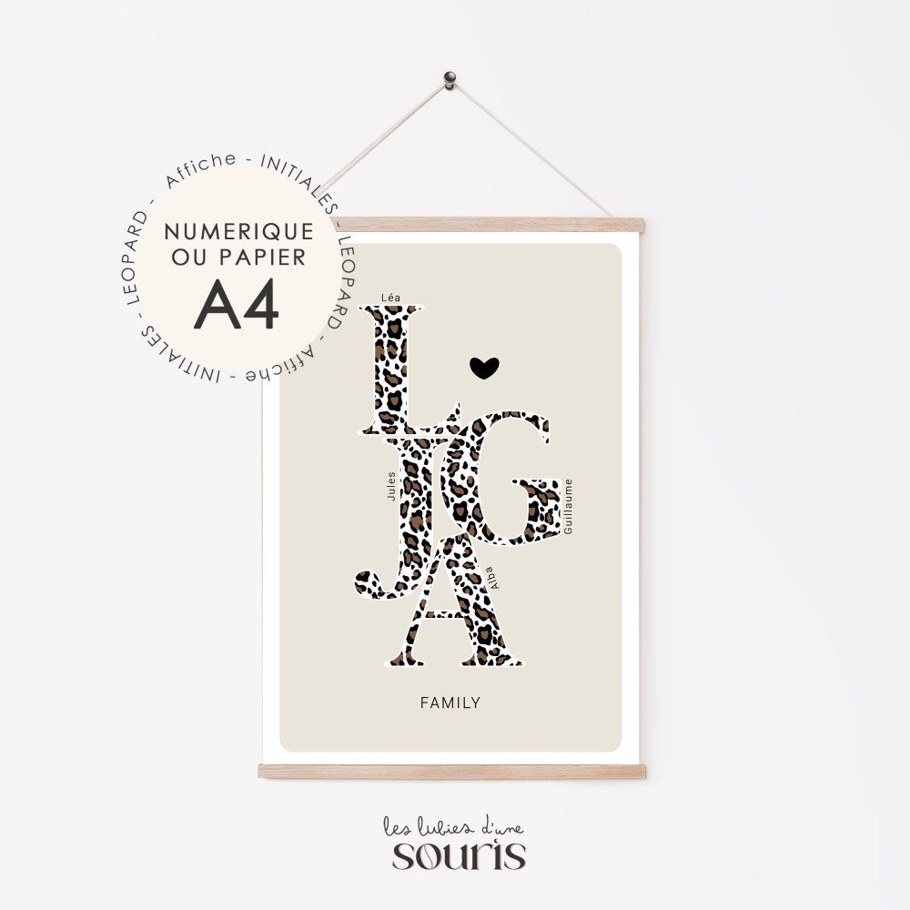 ★ Affiche - INITIALES - LEOPARD