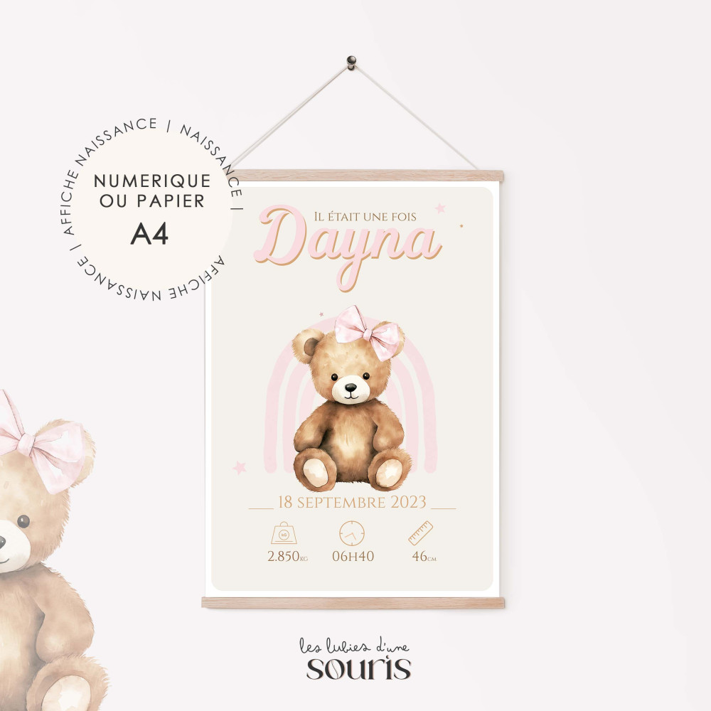 ★ Affiche naissance - Yvonne, l'oursonne