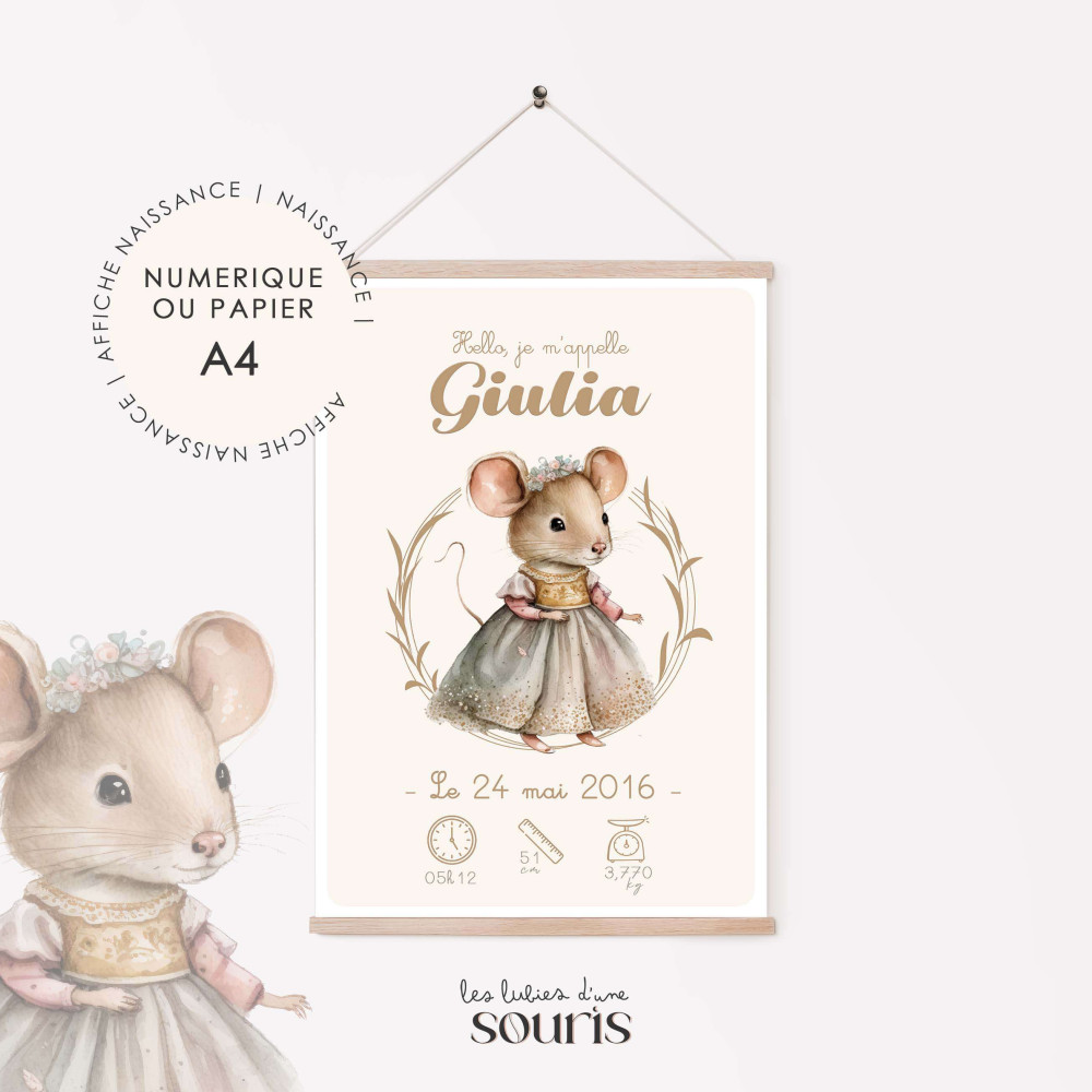 ★ Affiche naissance - Colette, Mademoiselle Souricette