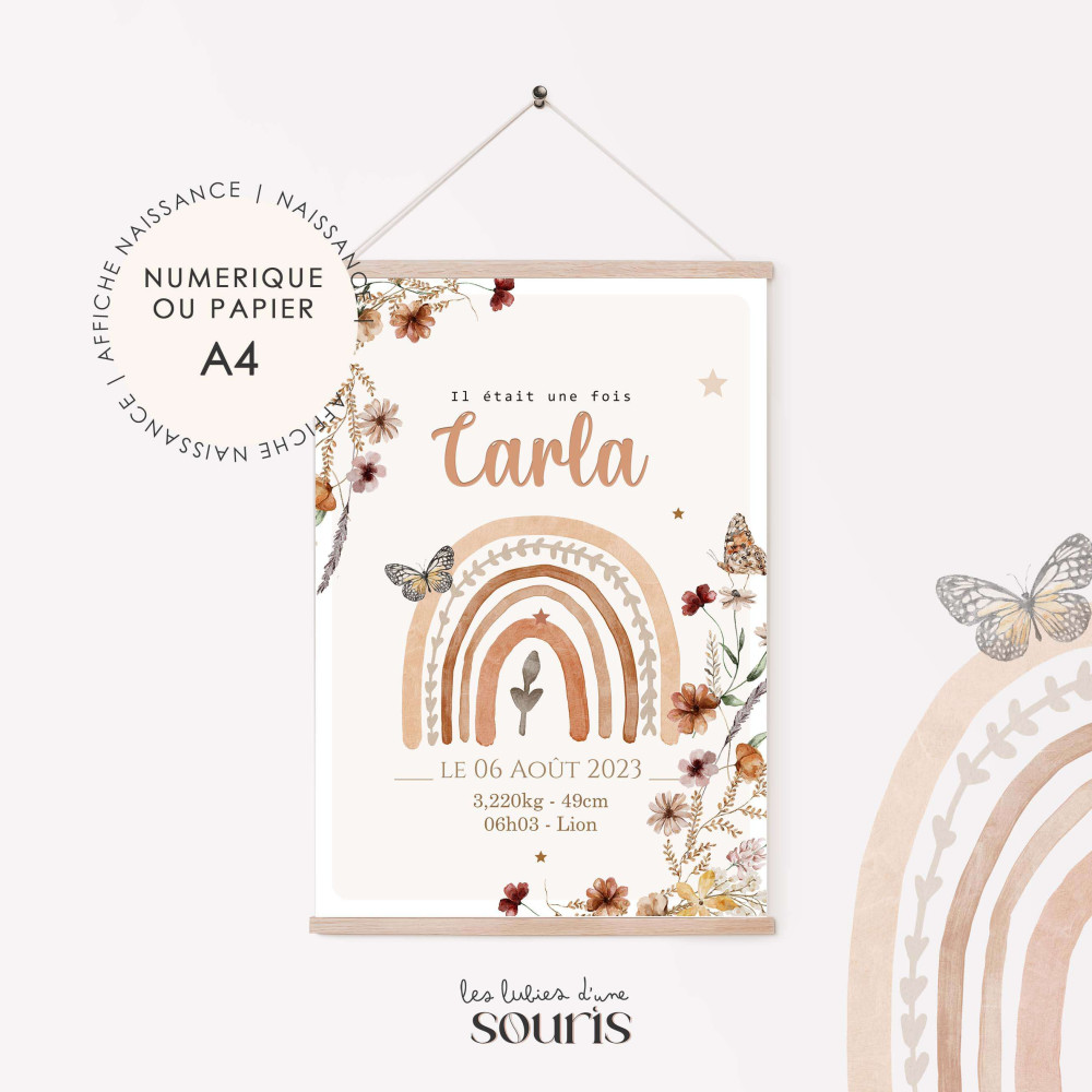 ★ Affiche naissance - butterfly & rainbow