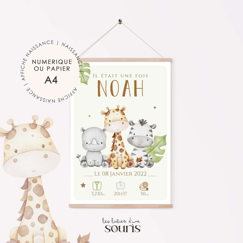 ★ Affiche naissance - Pierre, Paul, Jaques / Jungle