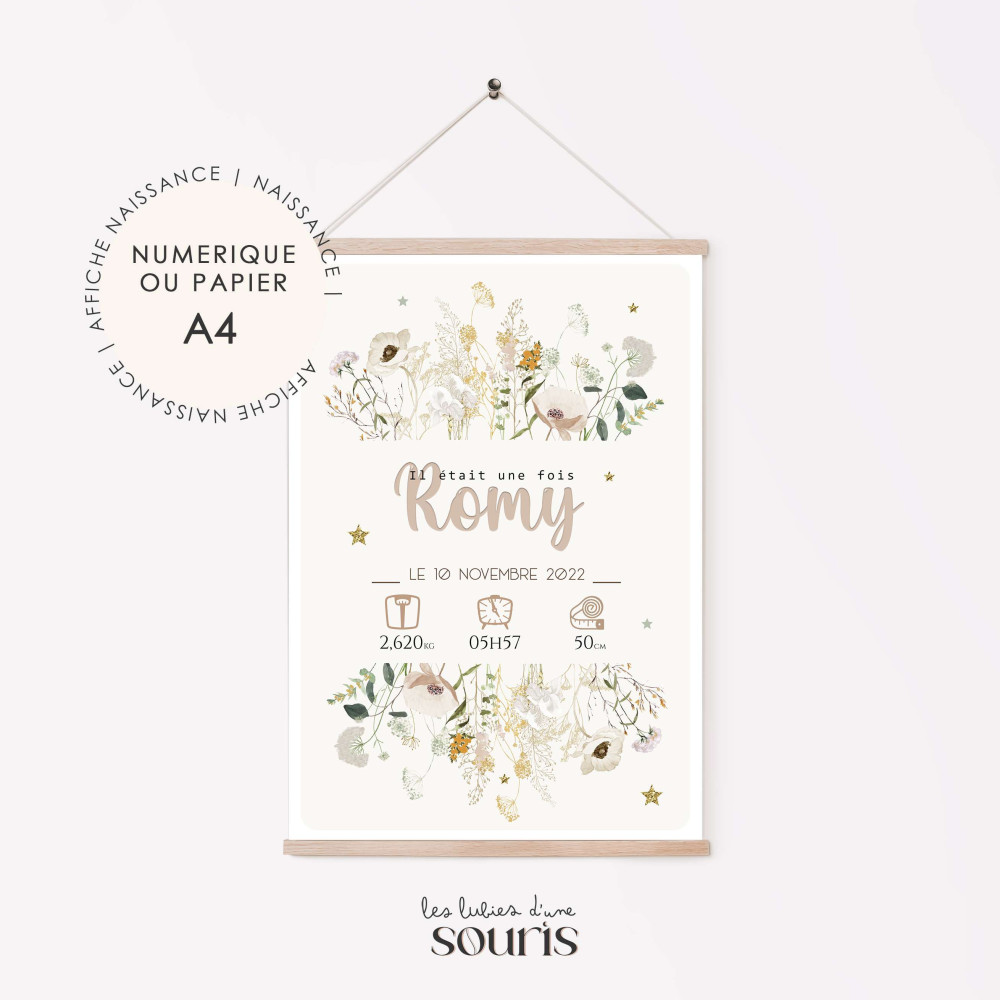 ★ Affiche naissance - Fleurs sechées