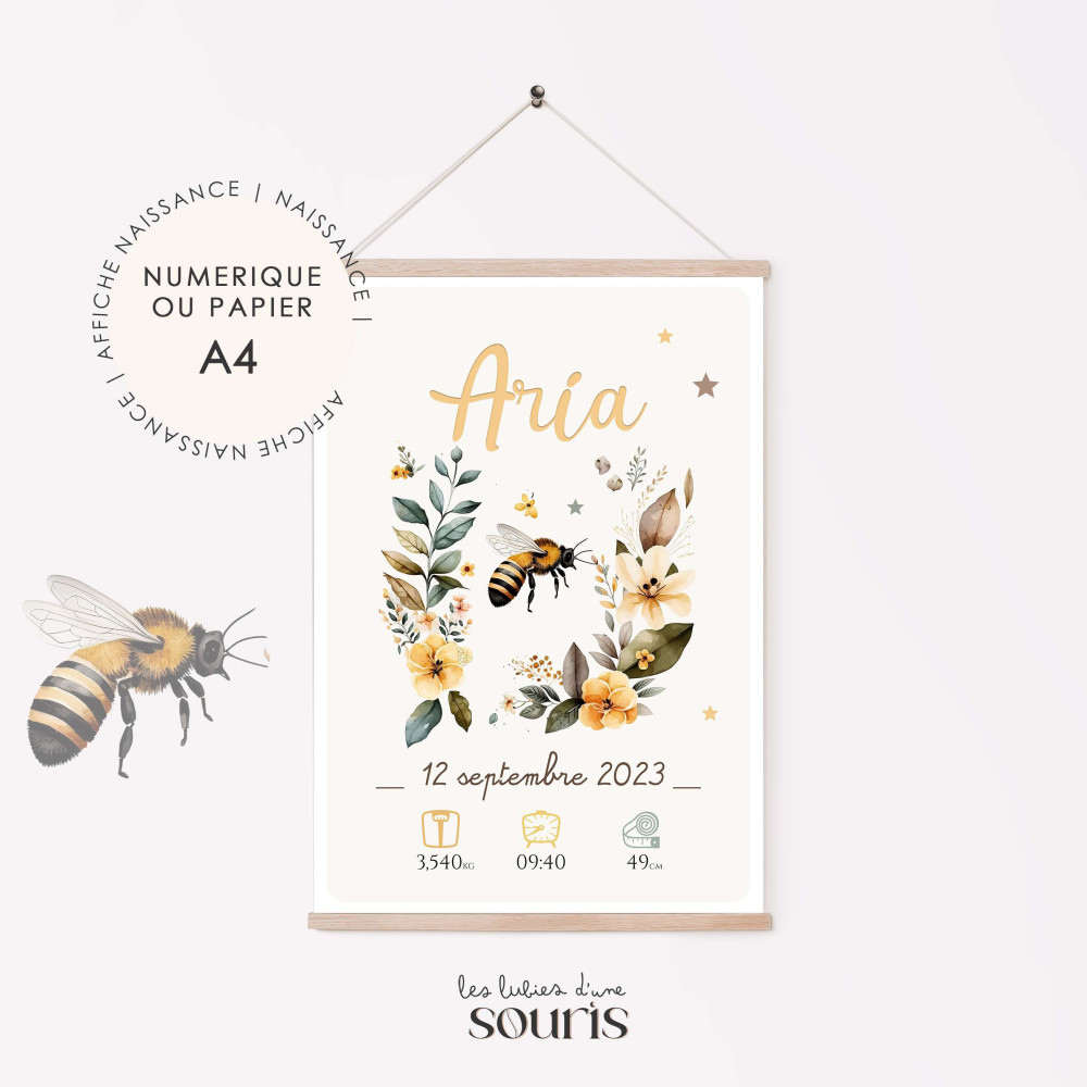★ Affiche naissance - Abel, l'abeille