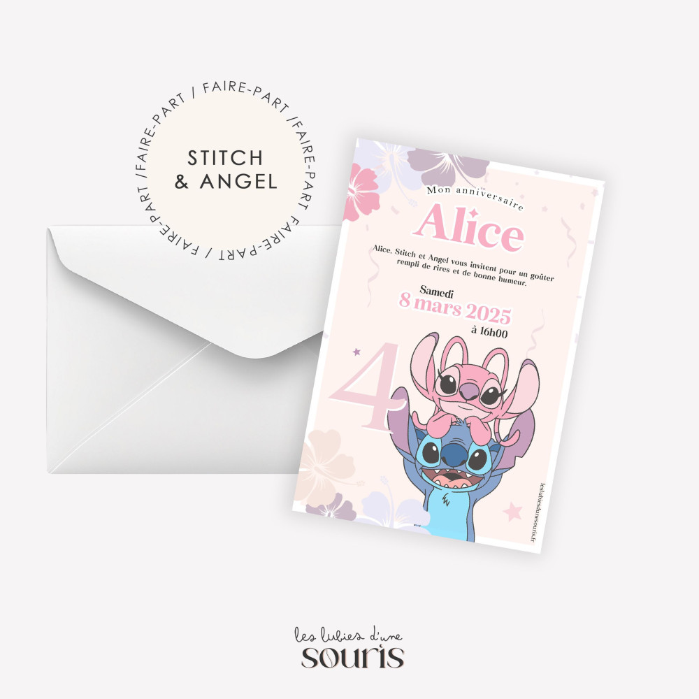 ★ Invitation & Faire part |Format carte postale | Stitch & Angel