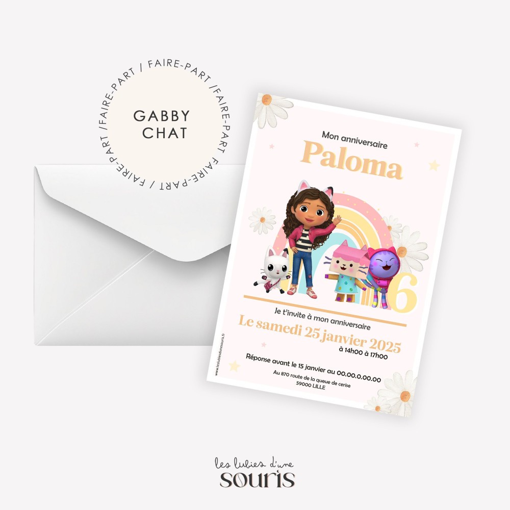 ★ Invitation & Faire part |Format carte postale | Gabby Chat