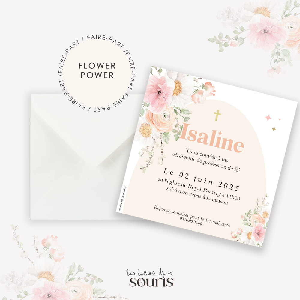 ★ Invitation & Faire part | Format carré | Flower power