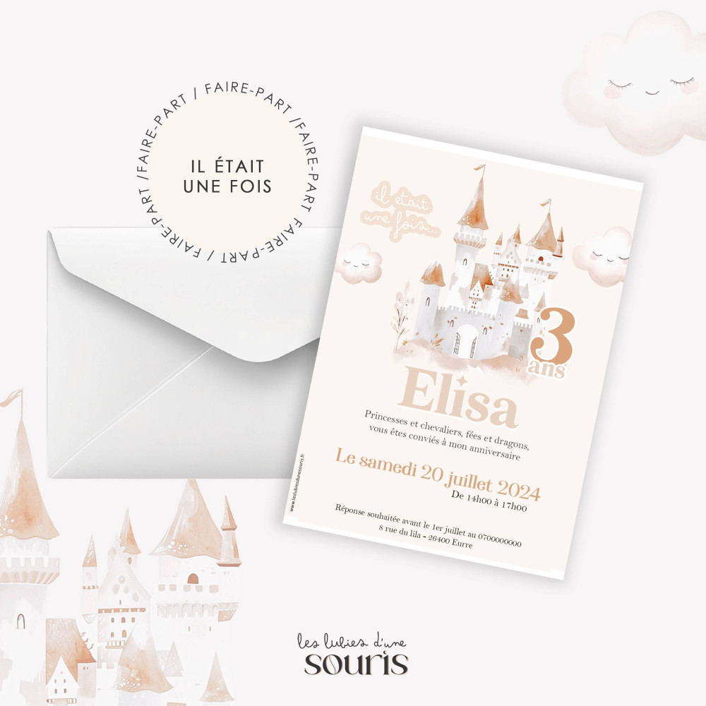 ★ Invitation & Faire part | Format carte postale |Il était une fois