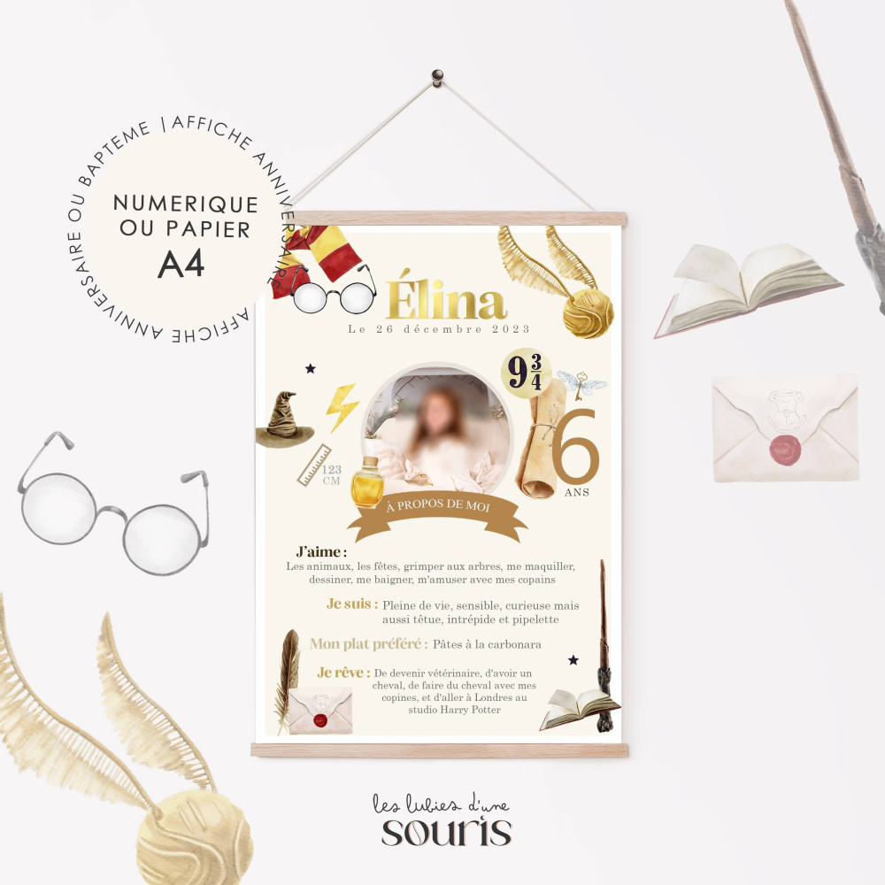 ★ Affiche anniversaire/baptême - Joyeux Anniversort ! / Harry potter