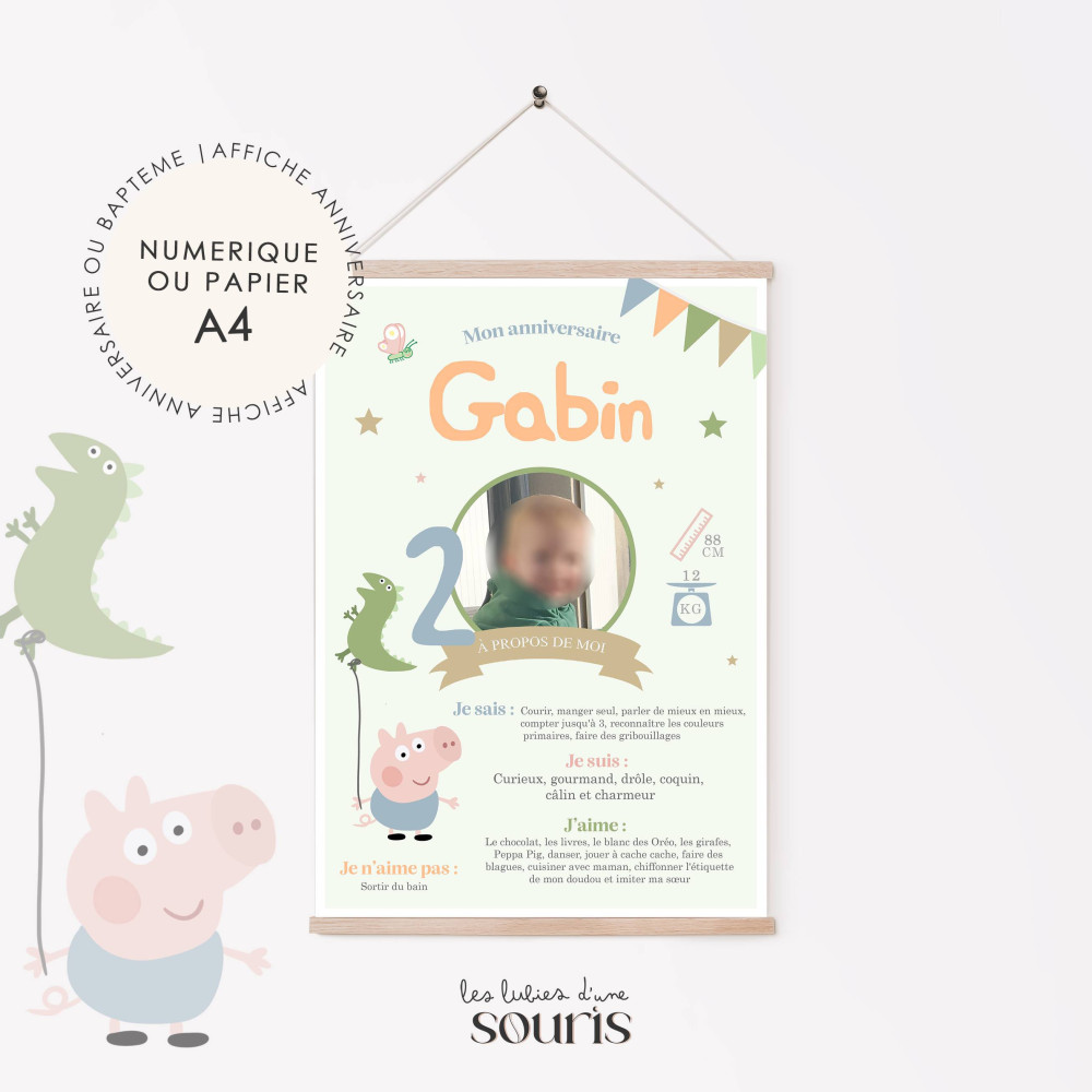 ★ Affiche anniversaire/baptême -  Oink Oink, Peppa Pig !