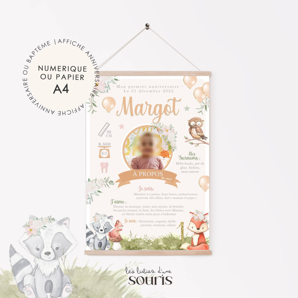 ★ Affiche anniversaire/baptême - Forêt enchanté