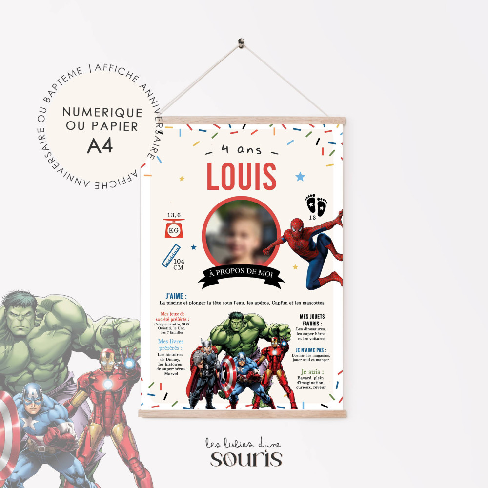 ★ Affiche anniversaire/baptême - Avengers !