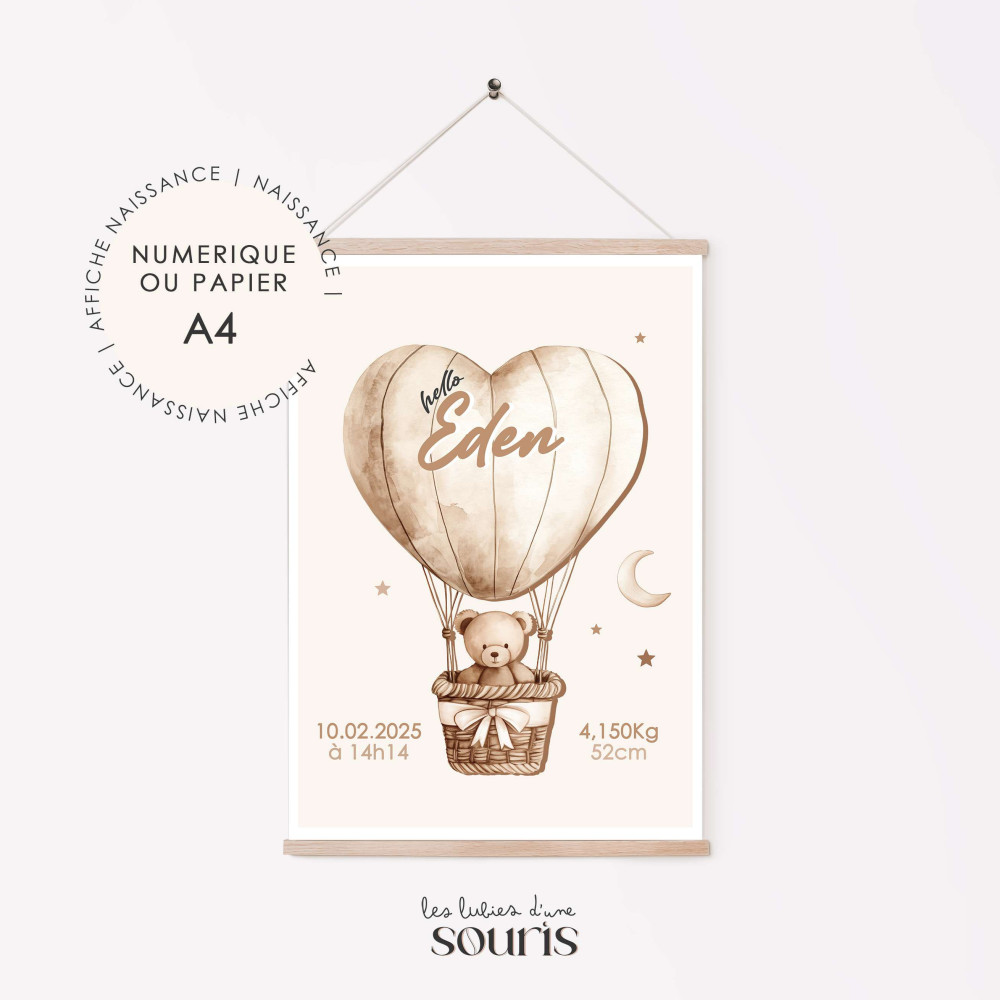 ★ Affiche naissance - Cap sur les nuages