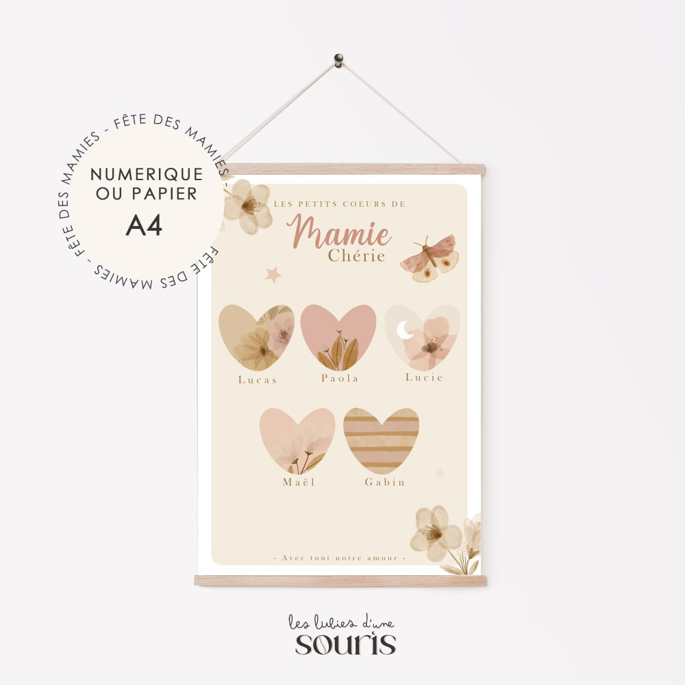 ★ Affiche | Les petits coeurs de mamie | Jardin de Douceur Lunaire