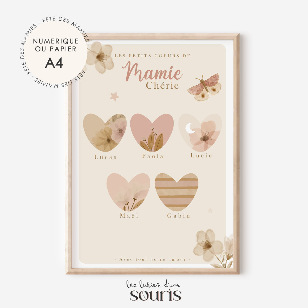 ★ Affiche | Les petits coeurs de mamie | Jardin de Douceur Lunaire