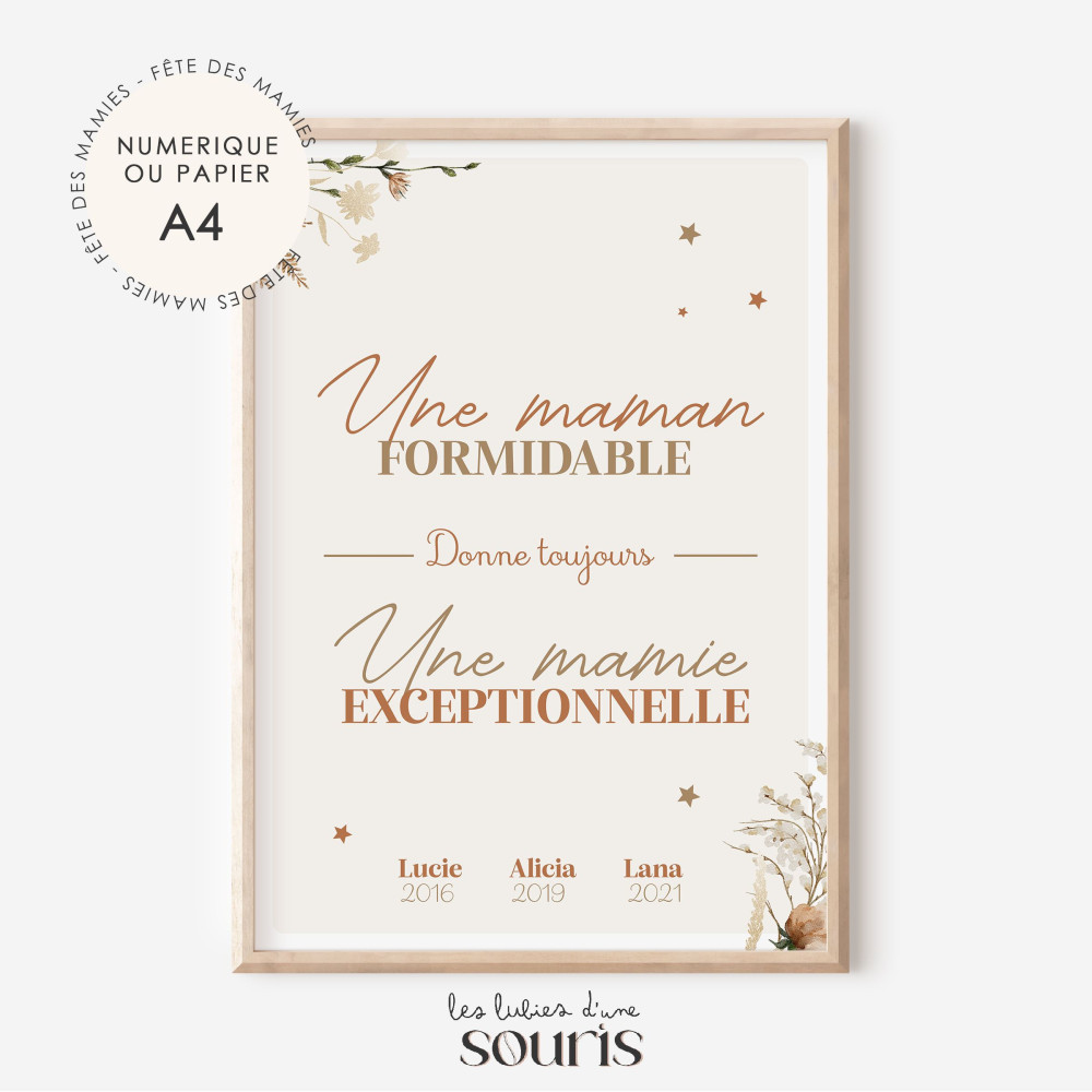 ★ Affiche  | Mamie exceptionnelle | Bouquet d'amour