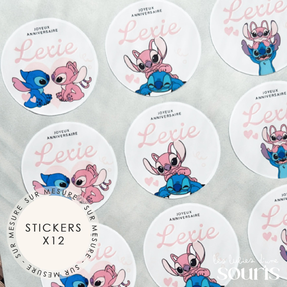 ★ Etiquettes autocollantes / Stickers (x12) - Thème personnalisable / Sur mesure