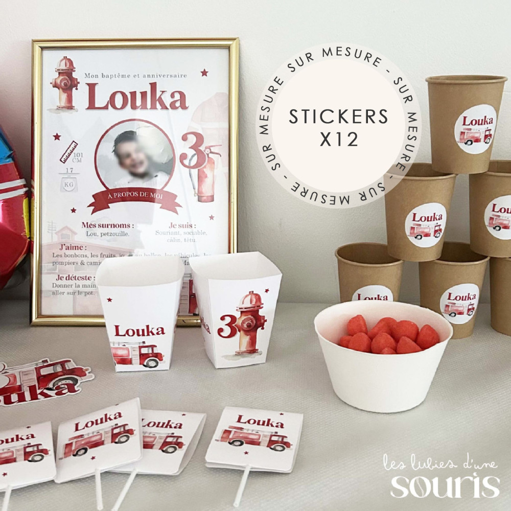 ★ Etiquettes autocollantes / Stickers (x12) - Thème personnalisable / Sur mesure