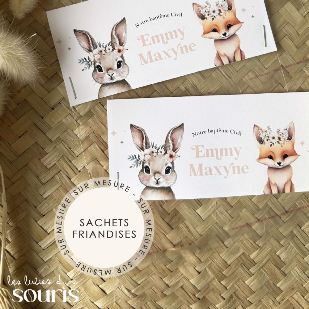 ★ Sachet pour friandises (x6) - Thème personnalisable / Sur mesure
