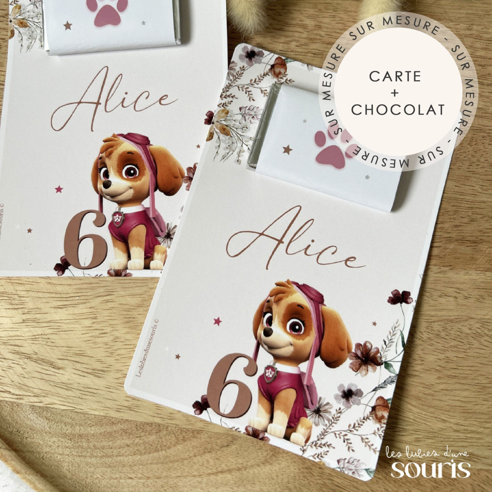 ★ Carte de remerciement / chocolat (x6) - Thème personnalisable