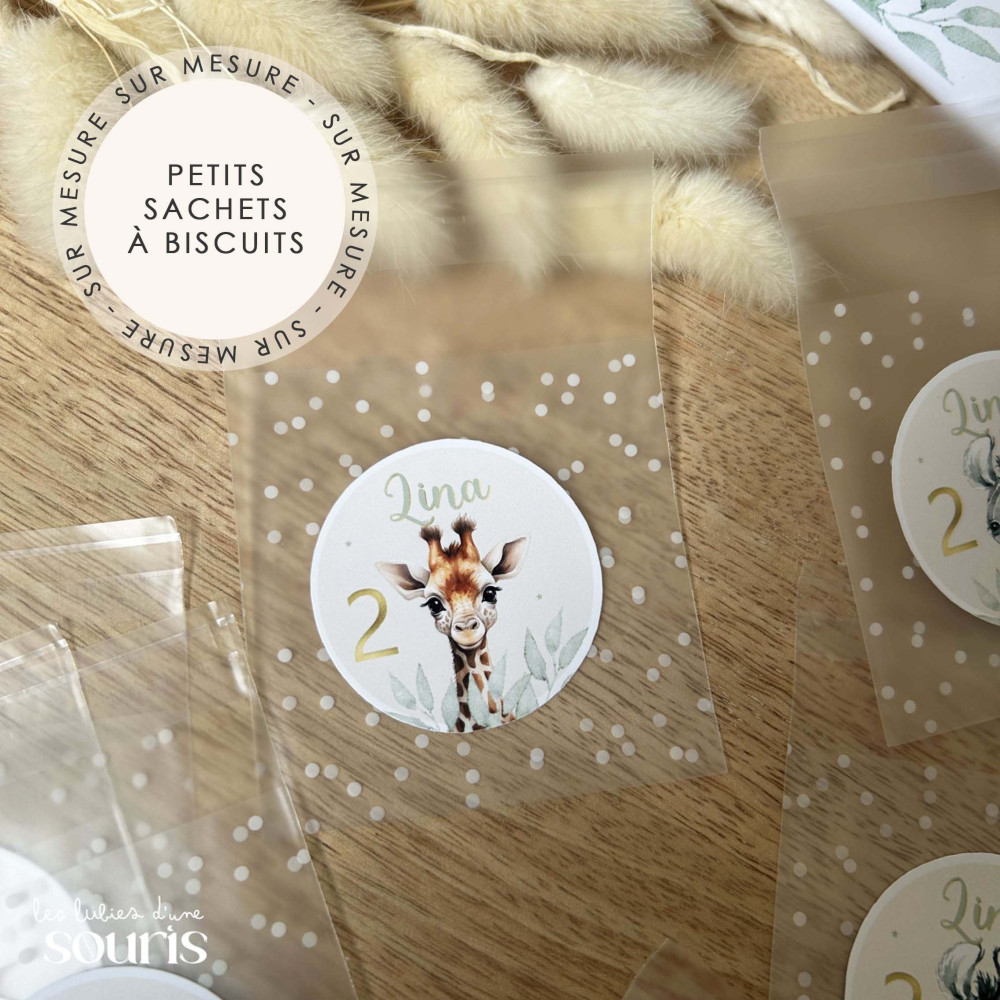 ★  Petits sachets à biscuits (x12)- Thème personnalisable 