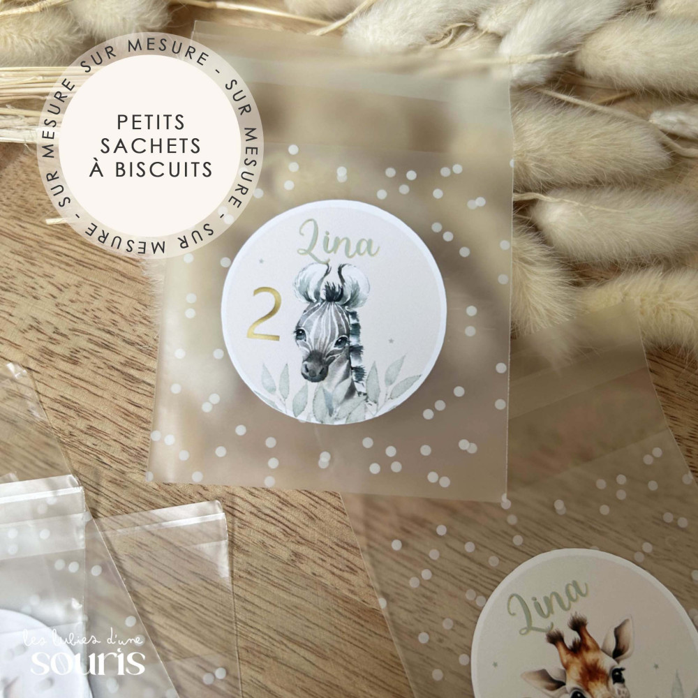 ★  Petits sachets à biscuits (x12)- Thème personnalisable 