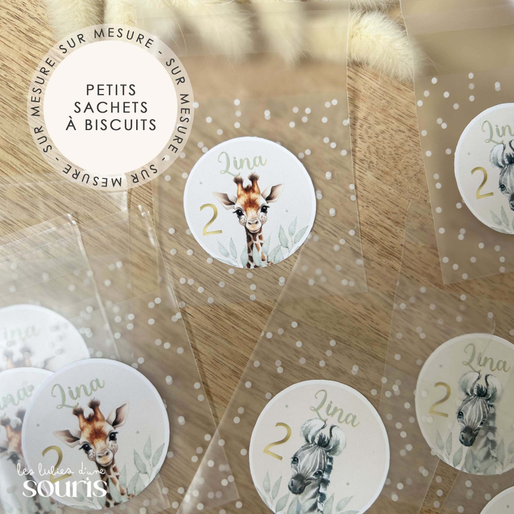 ★  Petits sachets à biscuits (x12)- Thème personnalisable 