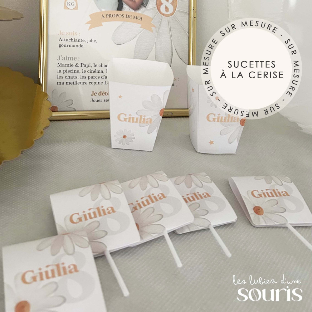 ★ Sucette Cœur à la Cerise : La douceur parfaite pour une fête inoubliable - Thème personnalisable