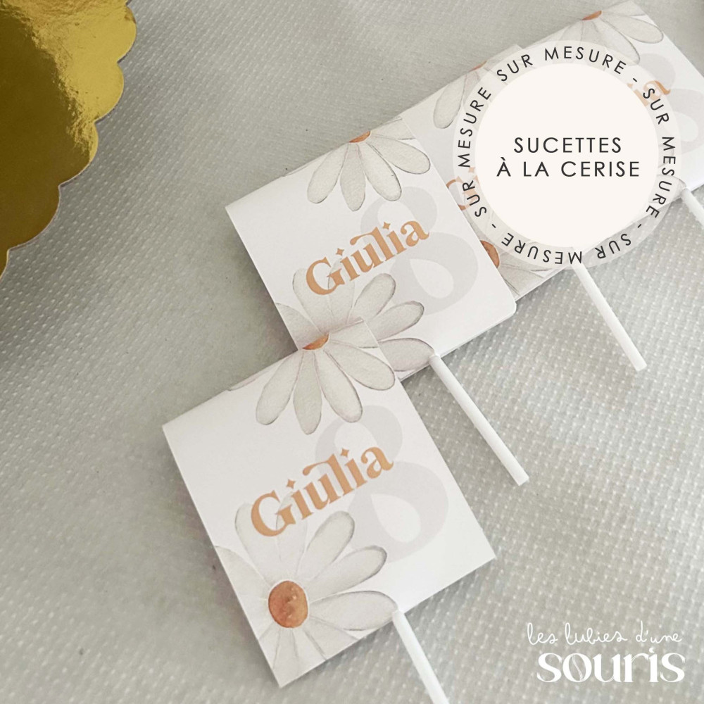 ★ Sucette Cœur à la Cerise : La douceur parfaite pour une fête inoubliable - Thème personnalisable