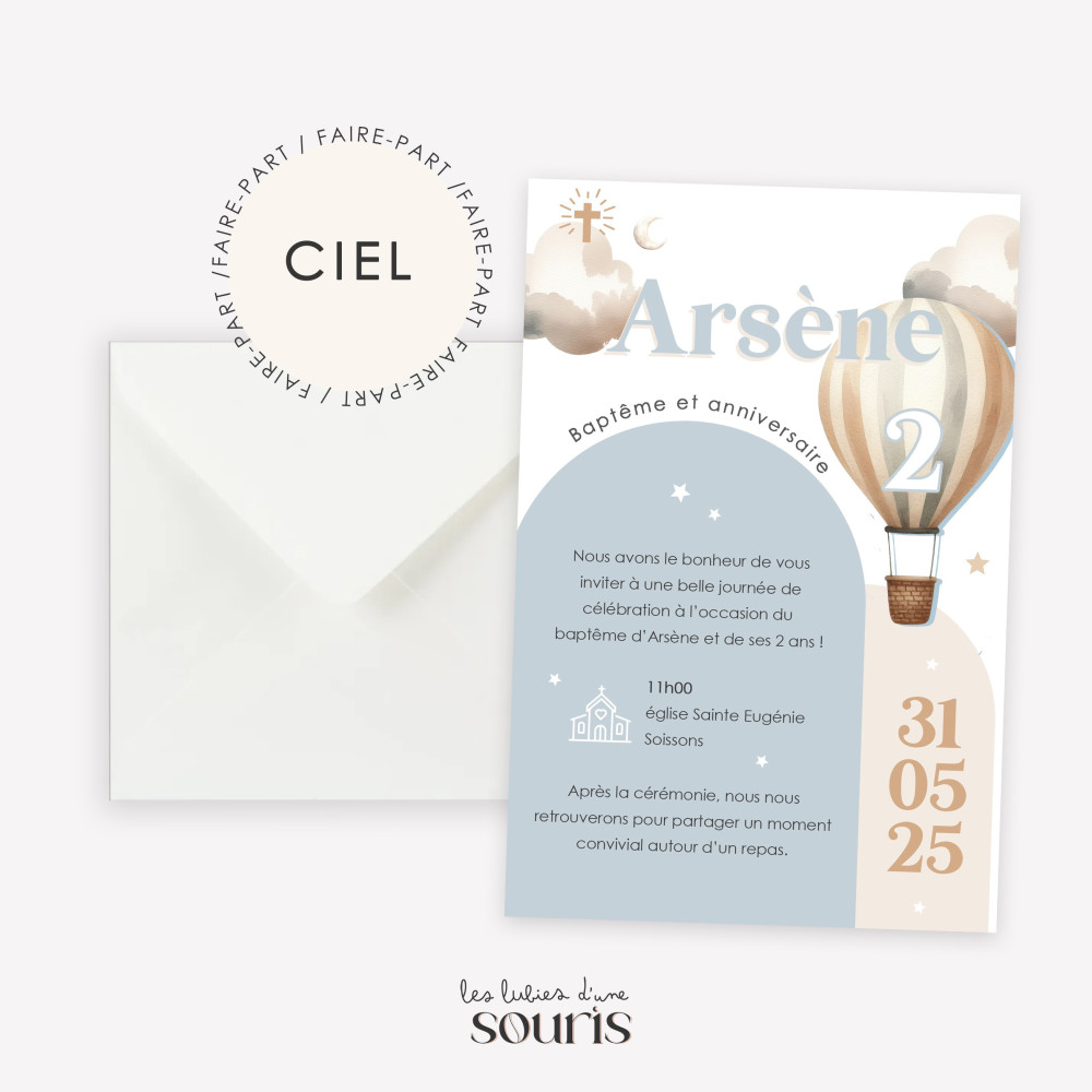 ★ Invitation & Faire part | Format carte postale | Ciel