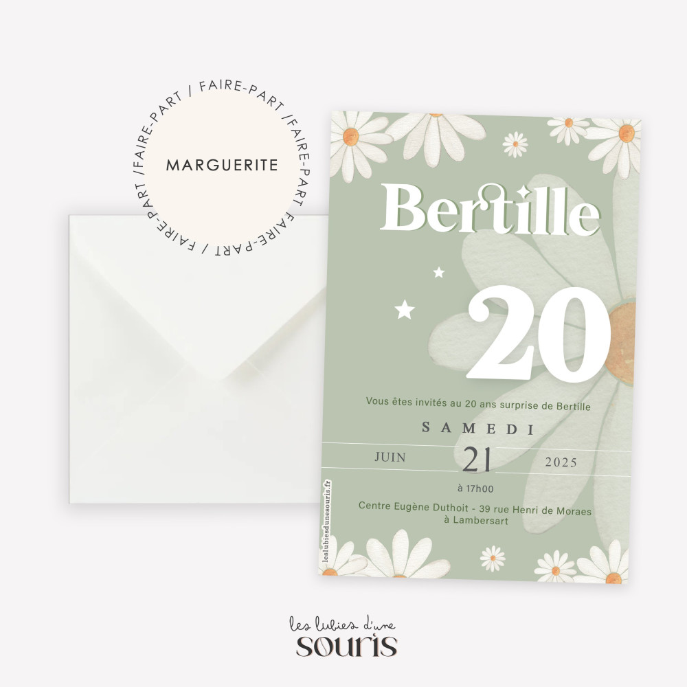 ★ Invitation & Faire part | Format carte postale | Marguerite
